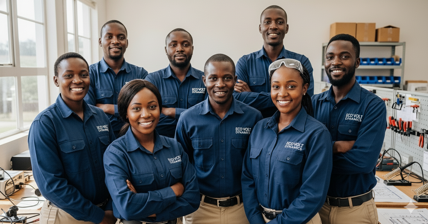 Eco Volt installation team standing together after a project